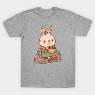 Cute Bunny Rabbit With Hot Coffee T-Shirt